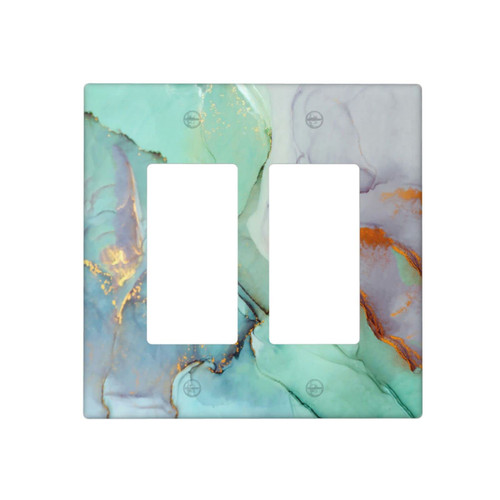 Green Marble Light Switch Cover Double Rocker/Decorator Switch Plate 2 Gang Colourful Abstract Decorative Outlet Covers Wall Plate, 4.5 x 4.5 Inch Green Marble Light Switch Cover Double Rocker/Decorator Switch Plate 2 Gang Colourful Abstract Decorative Outlet Covers Wall Plate, 4.5 x 4.5 Inch