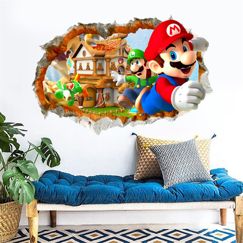 Mario Wall Decal 3D Sticker Children Cartoon Bedroom Background Walls Decorations Self-Adhesive PVC Wall Stickers