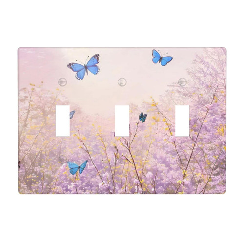 Blue Butterfly Light Switch Cover Plate Decorative 3 Gang Toggle Wall Plates for Electrical Light Switches and Outlet Triple Toggle Blue Butterfly Light Switch Cover Plate Decorative 3 Gang Toggle Wall Plates for Electrical Light Switches and Outlet Triple Toggle