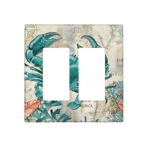 Nautical Biological Sea Crab 2 Gang Light Switch Cover Double Rocker Decora Wall Plate Decorative Switchplate Electrical Outlet Cover Faceplate for Bathroom Kitchen Living Room Home Decor Nautical Biological Sea Crab 2 Gang Light Switch Cover Double Rocker Decora Wall Plate Decorative Switchplate Electrical Outlet Cover Faceplate for Bathroom Kitchen Living Room Home Decor