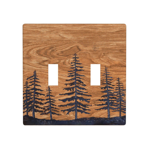 Rustic Farmhouse Wood Pine Tree Print Light Switch Cover 2 Gang Double Toggle Brown Decorative Switch Wall Plate Electrical for Decor Home Kitchen Bathroom 4.5" x 4.5" (Plastic) Rustic Farmhouse Wood Pine Tree Print Light Switch Cover 2 Gang Double Toggle Brown Decorative Switch Wall Plate Electrical for Decor Home Kitchen Bathroom 4.5" x 4.5" (Plastic)