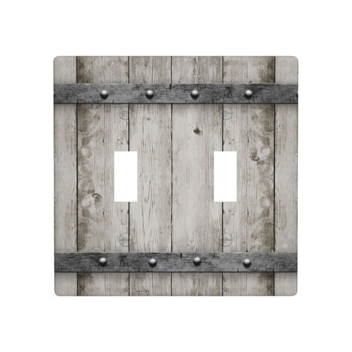Farmhouse Rustic Grey Wood Print Light Switch Cover Decorative Double Toggle Barn Door 2 Gang Switch Wall Plate Electrical for Decor Home Kitchen Bathroom 4.5" x 4.5" (Plastic) Farmhouse Rustic Grey Wood Print Light Switch Cover Decorative Double Toggle Barn Door 2 Gang Switch Wall Plate Electrical for Decor Home Kitchen Bathroom 4.5" x 4.5" (Plastic)