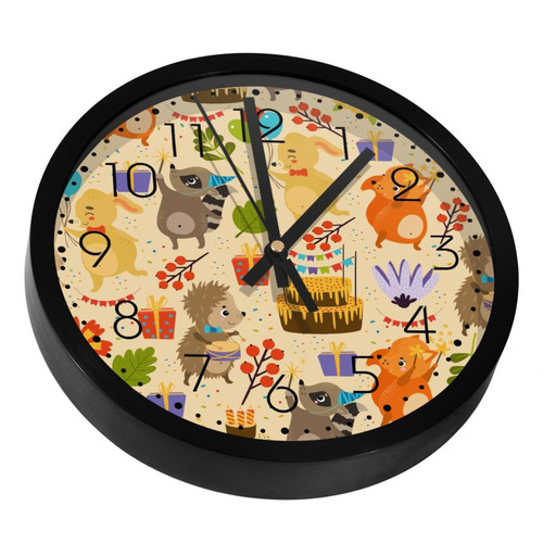 Birthday Cake Gifts and Animals Silent Wall Clock, Non Ticking Battery Operated 10 Inch Wall Clocks for Bedroom Kitchen Home Office School Art Decor