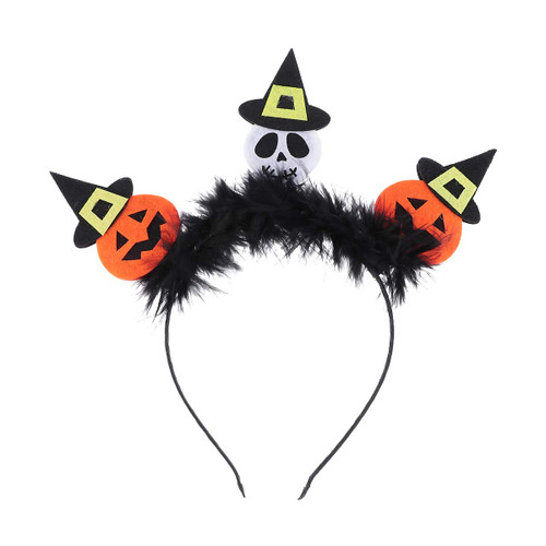 Halloween Home Decorations, Pumpkin with Hat Headband Novelty Halloween Hairband Skull with Cap Hair Hoop Headpiece Halloween Carnival Masquerade Party Cosplay Costume Accessory