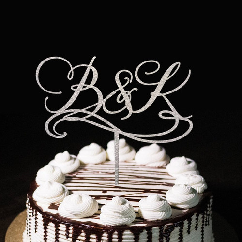 Double Letter Engagement Cake Topper Personalised Mr & Mrs Cake Toppers For Wedding Engagement Party Supplies Engagement Gifts Silver