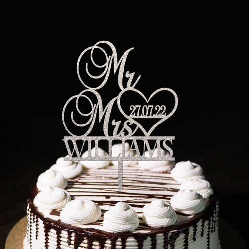 Custom Wedding Engagement Cake Toppers Mr & Mrs Bride To Be Wedding Cake Decorations Mr & Mrs Figures Wedding Gifts Silver