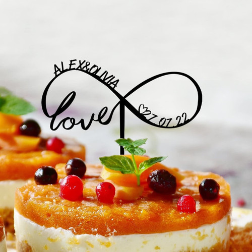 Mr & Mrs Names Wedding Cake Topper Personalised Mr & Mrs Cake Toppers For Wedding Engagement Party Supplies Anniverysary Wedding Gifts Acrylic Black