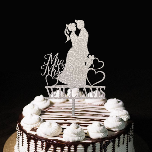 Mr & Mrs Wedding Engagement Cake Topper Personalized Wedding Cake Decorations Bride To Be For Bride And Groom Engagement Gifts Silver