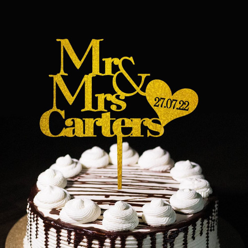 Mr & Mrs Wedding Engagement Cake Toppers Personalised Wedding Cake Decorations Anniversary For Bride And Groom Engagement Gifts Gold
