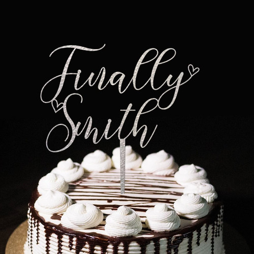 Finally Personalised Wedding Engagement Cake Toppers Bridal Shower Wedding Cake Decorations Mr & Mrs Figures Wedding Gifts Silver