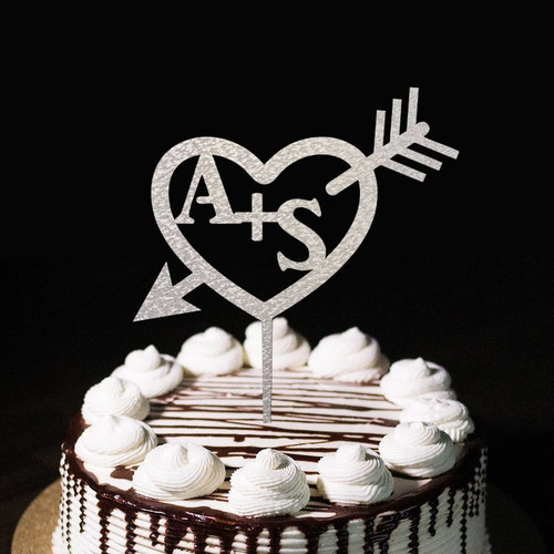 Double Letter Engagement Cake Topper Personalised Mr & Mrs Cake Toppers For Wedding Engagement Party Decor Bridal Shower Gifts Silver