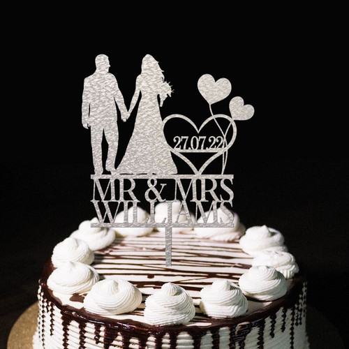 Mr & Mrs Personalized Wedding Engagement Cake Toppers Bride To Be Wedding Cake Decorations For Bride And Groom Engagement Gifts Silver