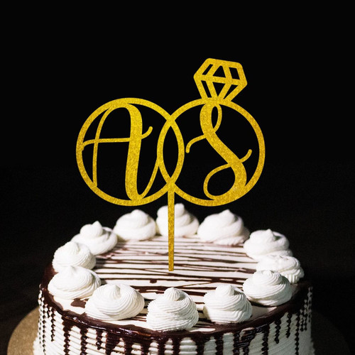 Monogram Wedding Cake Topper Personalized Couple's Name Cake Toppers For Wedding Anniversary Cake Decorations Wedding Gifts Gold