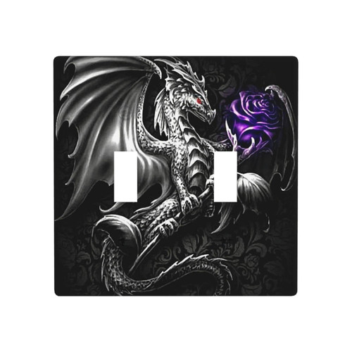 Light Switch Cover Double Toggle Dragon Wall Plate Cover 2-Gang Decorative Wallplates, Standard Size