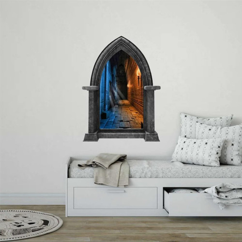 Castle Scape ICE & FIRE Dungeon Hallway Medieval 3D Window Wall Decal Wall Sticker Game Home Decor Wall Mural Sticker wall art Removable Vinyl decals For Playroom Nursery,28'' ae423 Castle Scape ICE & FIRE Dungeon Hallway Medieval 3D Window Wall Decal Wall Sticker Game Home Decor Wall Mural Sticker wall art Removable Vinyl decals For Playroom Nursery,28'' ae423