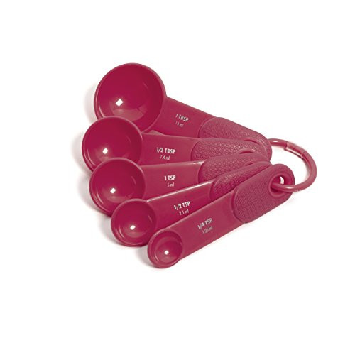 KitchenAid Plastic Measuring Spoons, Set of 5, Pomegranate