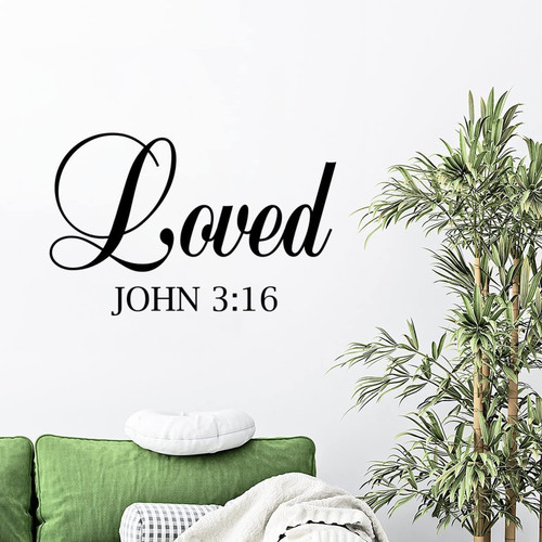 Wall Stickers Quote Art Loved John 3:16 Wall Decal Sticker Motivational Quotes Christian Wall Decals Vinyl Sticker Home Art Decor Vinyl Sticker for Girl Boy Bedroom Living Room Office Christian Gift