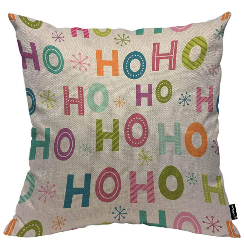 HOSNYE Colorful Hohoho Throw Pillow Cushion Cover Christmas Design Santa Claus Laugh Pillow Case Decorative Square Accent Pillow Case 20x20 inch