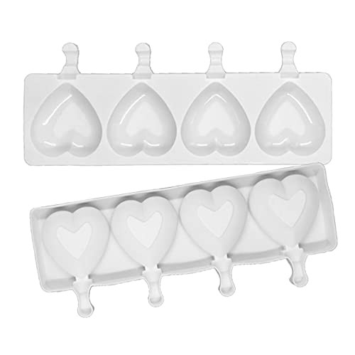 LYNLYN 8/4 Hole Silicone Ice Cream Mould Ice Cube Tray Popsicle Barrel DIY Mold Dessert Ice Cream Mold Jelly Pudding Mold Liyannan (Color : Heart Shape)