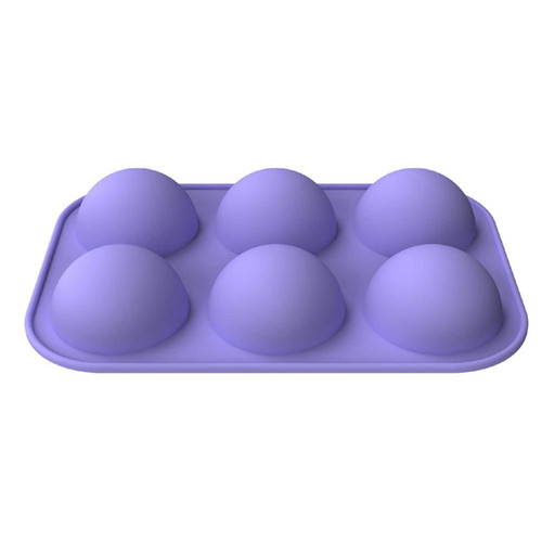 SRLIWHITE 6 Holes Half Ball Sphere Silicone Mold Round Cake Chocolate Pastry Bakeware Stencil Pudding Jello Candy Baking Moulds (Color : Purple)