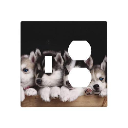 Husky Dog Wall Plate Cover 2-Gang Wall Plate Single Gang Light Switch Cover Electrical Receptacle Plug Covers Outlet Switch Cover for Electrical Outlets Decor