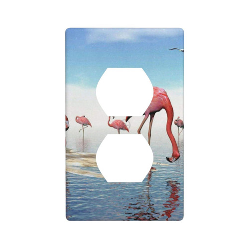 Watercolor Pink Flamingo Funny Duplex Receptacle Outlets Cover Wall Plate Decorative 1 Gang Single for Room Bedroom Bathroom Design Decor Watercolor Pink Flamingo Funny Duplex Receptacle Outlets Cover Wall Plate Decorative 1 Gang Single for Room Bedroom Bathroom Design Decor