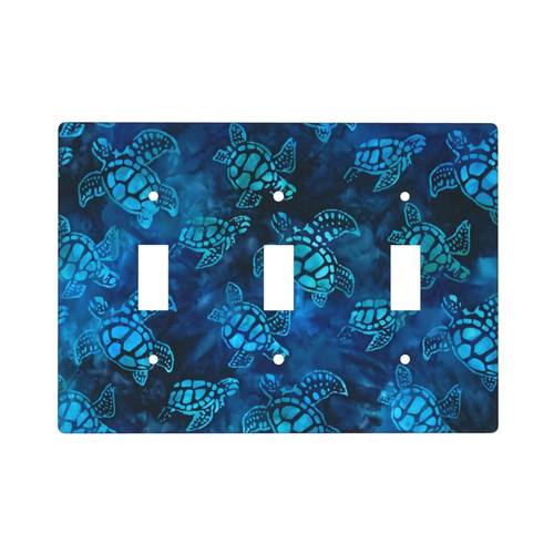 XRELZRS Turtle Light Switch Cover 3 Gang Decorative Triple Toggle Wall Plate Lightswitch Wallplate Funny Room Decor Faceplate 4.50 x 6.38 Inch Blue, Standard Size (WALL-ZRS)