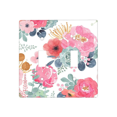 Pink Floral Decorative Light Switch Cover Double Toggle Switch Plate Covers 2 Gang Wall Plate Farmhouse Lightswitch Faceplate 4.5 X 4.5 Inch Green Flower Pink Floral Decorative Light Switch Cover Double Toggle Switch Plate Covers 2 Gang Wall Plate Farmhouse Lightswitch Faceplate 4.5 X 4.5 Inch Green Flower