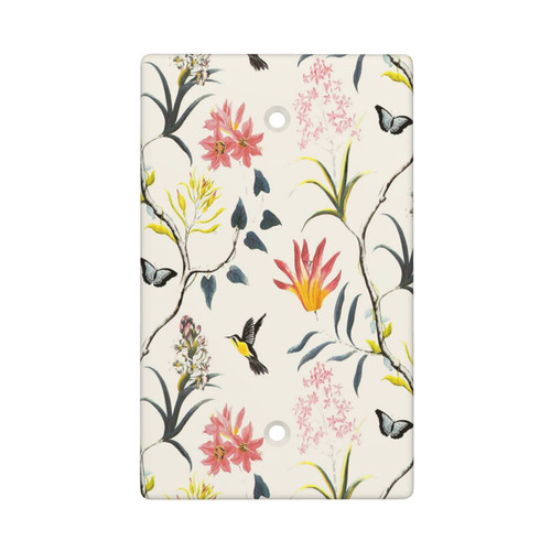 Flowers Birds Decorative Blank Wall Plate, Single Gang Blank Plate 1 Gang No Device Blank Wallplate for Home Bathroom Bedroom, 4.50 x 2.76 Inch