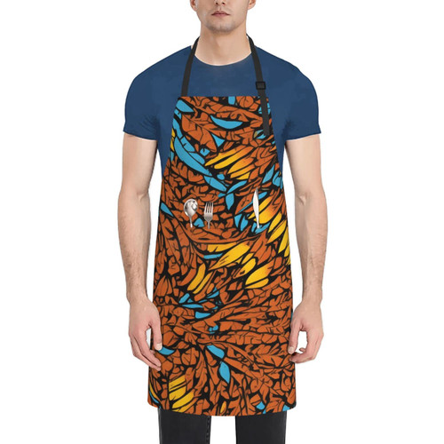 Africa Print Patterns Apron With Pockets Adjustable Neck Strap Apron For Women And Men Kitchen Cooking And Grill