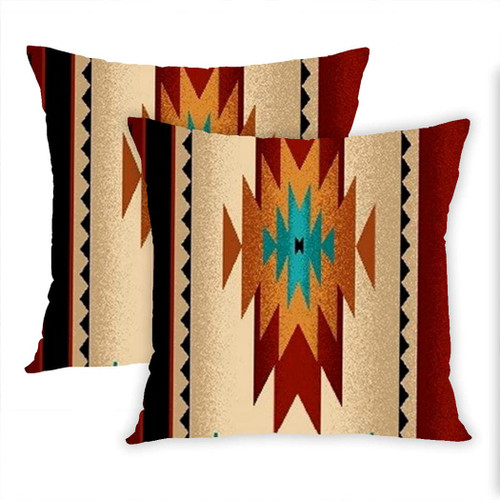 Gygarden Plush Square Tribal Fabric Print Brown Hue Hidden Zipper Home Sofa Decorative Set of 2 Throw Pillow Cover Cushion Case 16x16 Inch Design Printed Pillowcase,16x 162Pcs