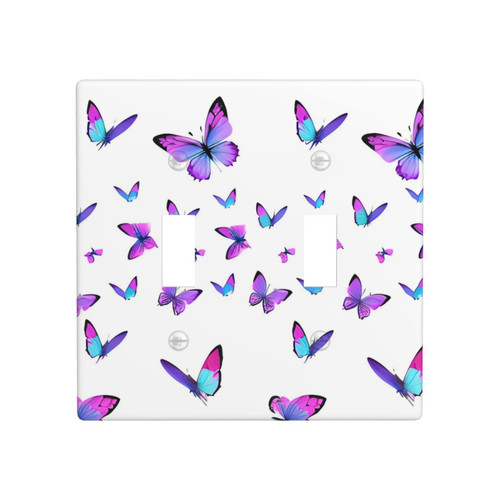 Flying Purple Butterfly Light Switch Cover Plate Decorative 2 Gang Toggle Wall Plates for Electrical Light Switches and Outlet Double Toggle Flying Purple Butterfly Light Switch Cover Plate Decorative 2 Gang Toggle Wall Plates for Electrical Light Switches and Outlet Double Toggle
