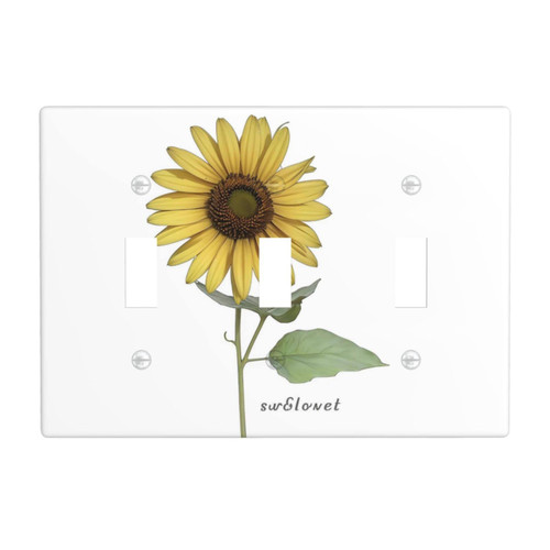 Sunflower Pattern Light Switch Cover Plate Decorative 3 Gang Toggle Wall Plates for Electrical Light Switches and Outlet Triple Toggle