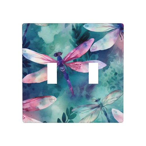 Dragonfly Pattern Light Switch Cover Decorative Double Toggle Switch Plate Covers Plastic Wall Plates for Kitchen Bathroom Living Room