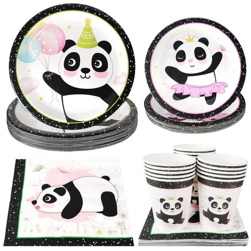 CIEOVO Panda Party Supplies Set for 16 Guests Including Dinner Plates, Dessert Plates, Lunch Napkins, Cups for Panda Theme Birthday Baby Shower Wedding Activity Party Decorations CIEOVO Panda Party Supplies Set for 16 Guests Including Dinner Plates, Dessert Plates, Lunch Napkins, Cups for Panda Theme Birthday Baby Shower Wedding Activity Party Decorations