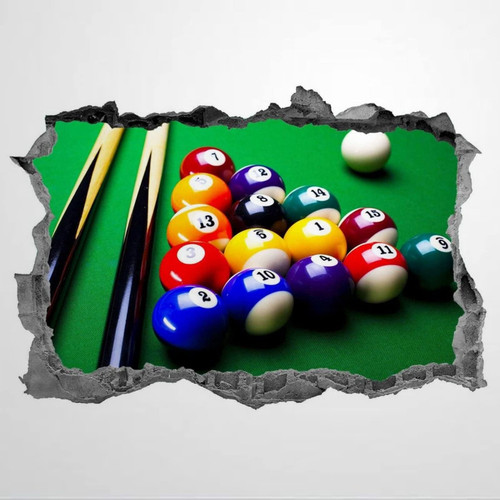 Snooker Wall Sticker 3D Decal Mural Sports Decor Wall Stickers Mural Smashed Wall Art Removable Poster Vinyl decals For Bedroom Living Room Playroom Nursery Office Shop,32'' sj400 Snooker Wall Sticker 3D Decal Mural Sports Decor Wall Stickers Mural Smashed Wall Art Removable Poster Vinyl decals For Bedroom Living Room Playroom Nursery Office Shop,32'' sj400