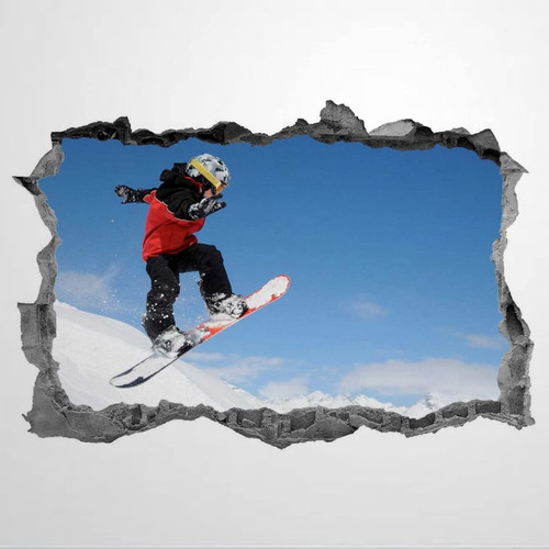 Snowboarding Sticker Decal Snowboard Mural Sports Decor Wall Stickers Mural Smashed Wall Art Removable Poster Vinyl decals For Bedroom Living Room Playroom Nursery Office Shop,32'' sj400 Snowboarding Sticker Decal Snowboard Mural Sports Decor Wall Stickers Mural Smashed Wall Art Removable Poster Vinyl decals For Bedroom Living Room Playroom Nursery Office Shop,32'' sj400