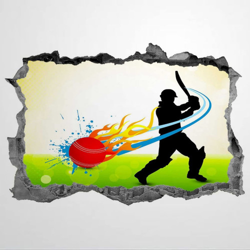 Cricket Wall Sticker 3D Decal Mural Sports Decor Wall Stickers Mural Smashed Wall Art Removable Poster Vinyl decals For Bedroom Living Room Playroom Nursery Office Shop,32'' sj400 Cricket Wall Sticker 3D Decal Mural Sports Decor Wall Stickers Mural Smashed Wall Art Removable Poster Vinyl decals For Bedroom Living Room Playroom Nursery Office Shop,32'' sj400