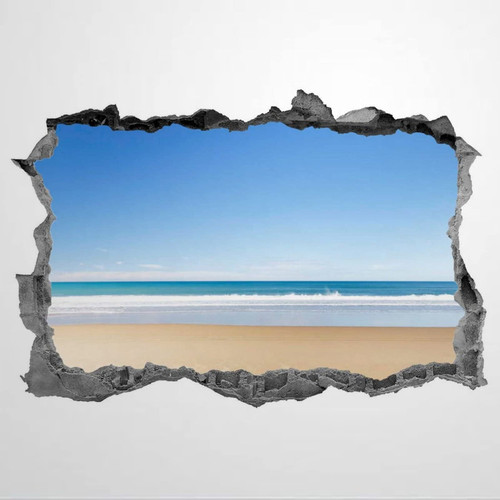 Beach Sticker Beach Scenery Decal Mural Ocean Decor Wall Stickers Mural Smashed Wall Art Removable Poster Vinyl decals For Bedroom Living Room Playroom Nursery Office Shop,32'' sj400