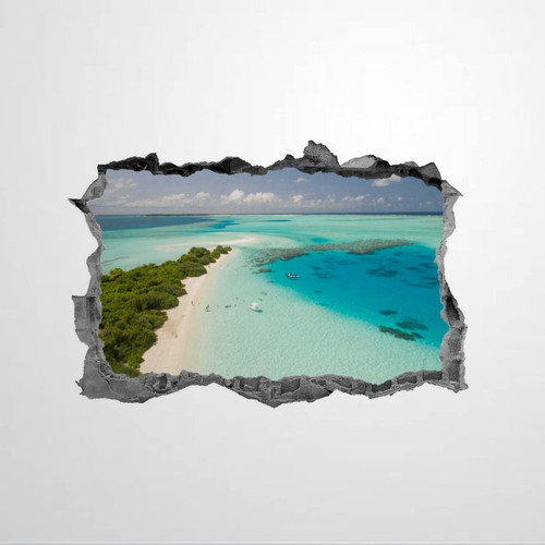 Beach Beach Tropical Scenery Sticker Ocean Decal Mural Decor Wall Stickers Mural Smashed Wall Art Removable Poster Vinyl decals For Bedroom Living Room Playroom Nursery Office Shop,32'' sj400