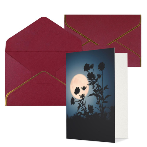 BAFAFA flower3 Printed Greeting Cards Blank Note Cards Birthday Cards Sympathy Cards With Envelopes Christmas Cards Dark Red