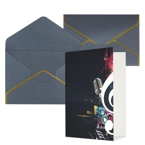 Music Notes Printed Greeting Cards Blank Note Cards Birthday Cards Sympathy Cards With Envelopes Christmas Cards Black