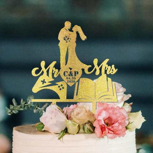 Mr And Mrs Cake Topper Bride And Groom Motorcycle Silhouette Wedding Cake Toppers Arrow Reception Custom Est Date Last Name Colorful Glitter Wood Cake Decor For Engagement Mr Mrs Wedding Couple