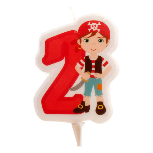 Dekora -345256 Pirate Candle | 2D Pirate Birthday Candle for Children's Cakes - Number 2 Dekora -345256 Pirate Candle | 2D Pirate Birthday Candle for Children's Cakes - Number 2