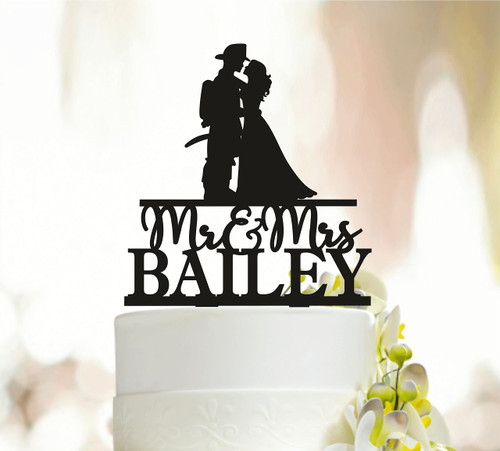 Firefighter Cake Topper, Wedding Cake Topper, Fireman Cake Topper, Couple Cake Topper, Mr and Mrs Cake Topper with Custom Last Name