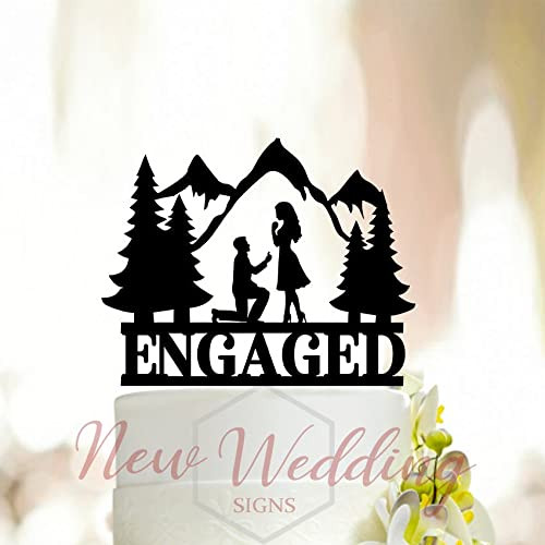 Bride and Groom Couple Engagement Acrylic Wedding Cake Topper,Marriage Proposal Cake Topper,Mountain wedding cake topper,Bride and Groom