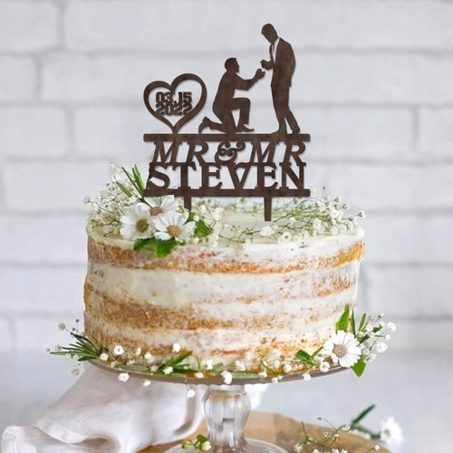 Mr & Mr Gay Couple Wedding Cake Toppers Pet Wedding Rustic Cake Decor Anniversary Engagement Party Decoration Cake Supplies Gift For Gay Couple