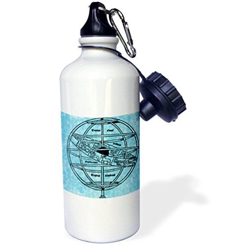 3dRose wb_123560_1"Astrology Globe Signs of the Zodiac" Sports Water Bottle, 21 oz, White