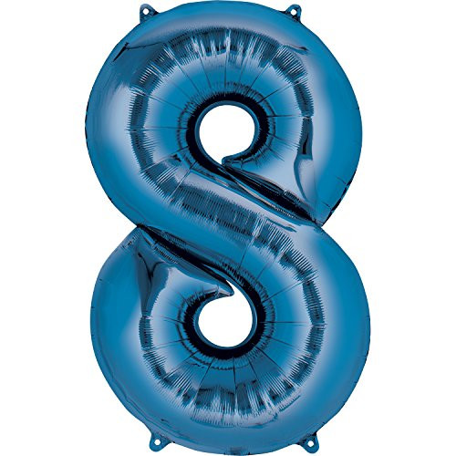 Anagram Balloons Foil Balloon 2829401 Number 8-Blue, 34"