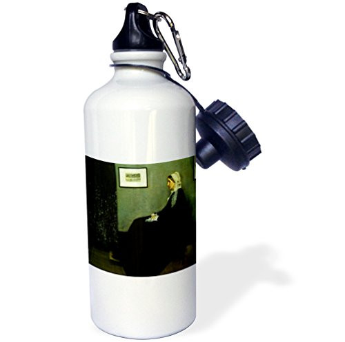 3dRose wb_80512_1"Picture Of Very Famous 1872 Painting Whistlers Mother" Sports Water Bottle, 21 oz, White